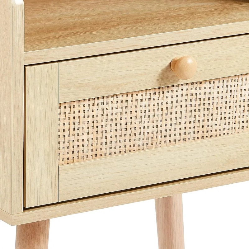 VELADORES KLIK MUEBLES MESH RATTAN MADERA CAFÉ CLARO PACK 2 CON CAJON Y ESPACIO - 6