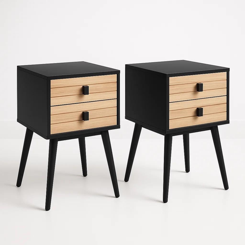 VELADORES KLIK MUEBLES AMBER MDP NEGRO PACK 2 - 1