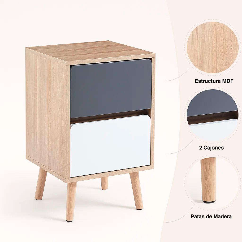 VELADORES KLIK MUEBLES NORDIC MDP BLANCO PACK 2 - 5