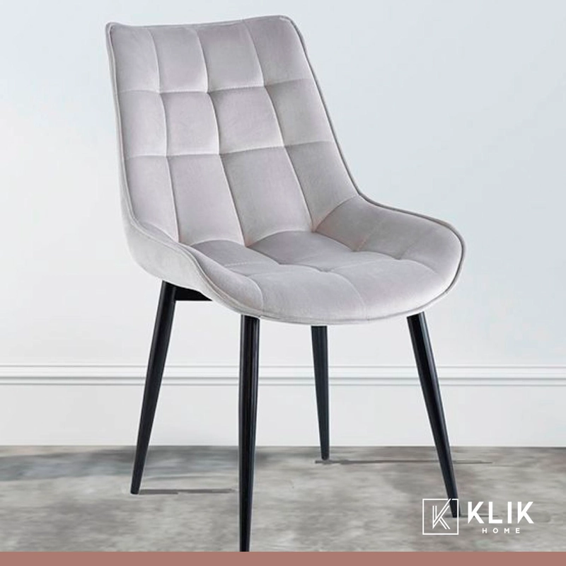 COMEDOR MESA REDONDA DE VIDRIO CROSS 120CM + 5 SILLA MACRON TERCIOPELO - GRIS - 2