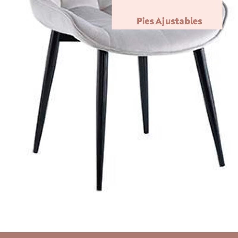 COMEDOR MESA REDONDA DE VIDRIO CROSS 120CM + 5 SILLA MACRON TERCIOPELO - GRIS - 7