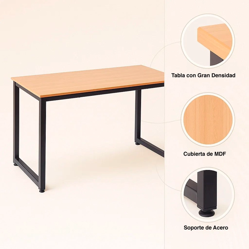 ESCRITORIO KLIK MUEBLES INDUSTRIAL HOME OFFICE MADERA CLARA METAL - 5