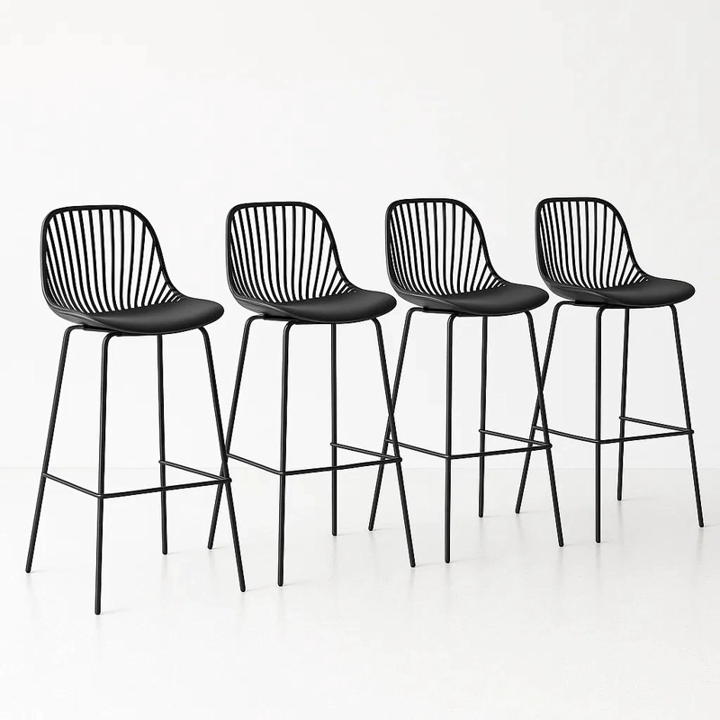 PACK DE 4 TABURETES PISO BAR TROPEA ALTO - NEGRO - 1