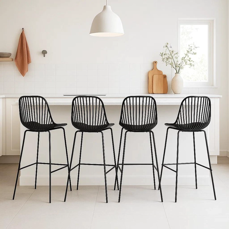 PACK DE 4 TABURETES PISO BAR TROPEA ALTO - NEGRO - 2