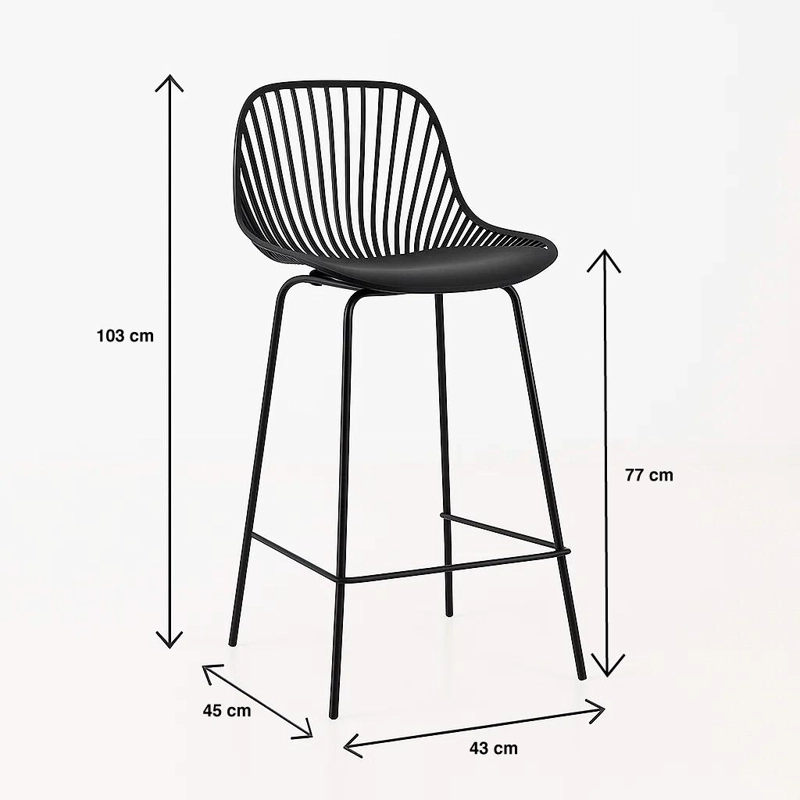 PACK DE 4 TABURETES PISO BAR TROPEA ALTO - NEGRO - 4