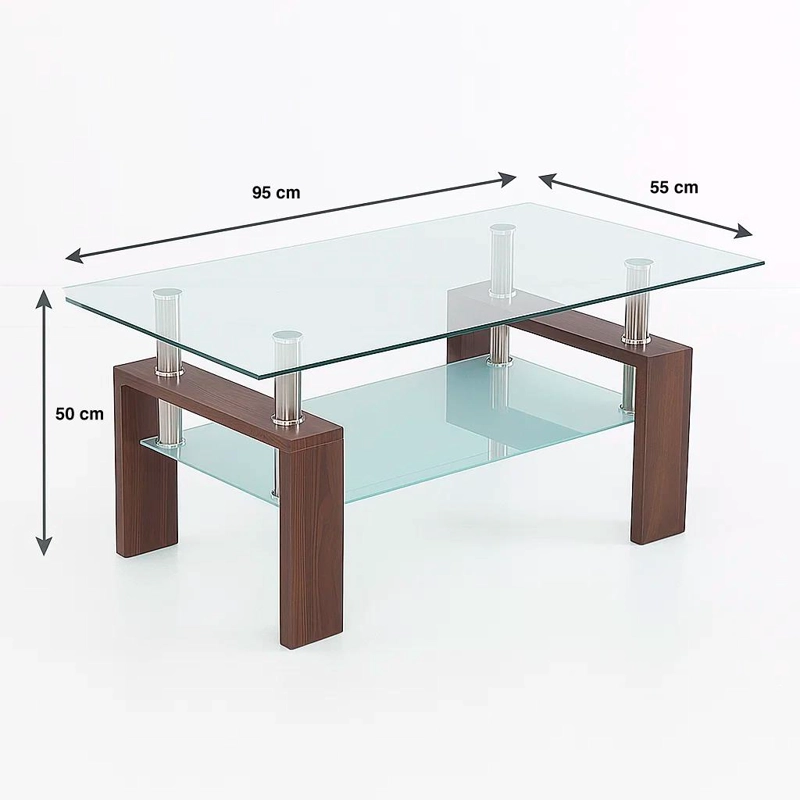 MESA CENTRO KLIK MUEBLES LIVING RECTANGULAR VIDRIO Y MADERA OSCURA - 8