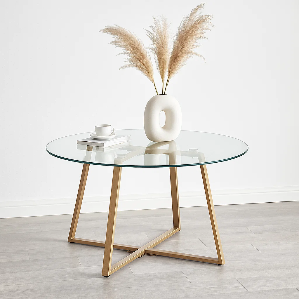 MESA CENTRO KLIK MUEBLES LIVING VIDRIO Y 80CM METAL - 2