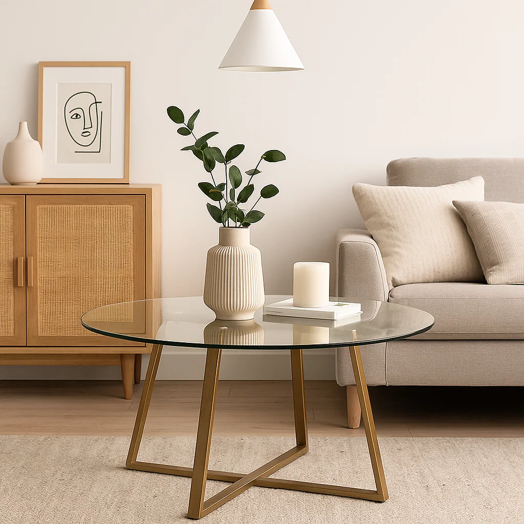 MESA CENTRO KLIK MUEBLES LIVING VIDRIO Y 80CM METAL - 3