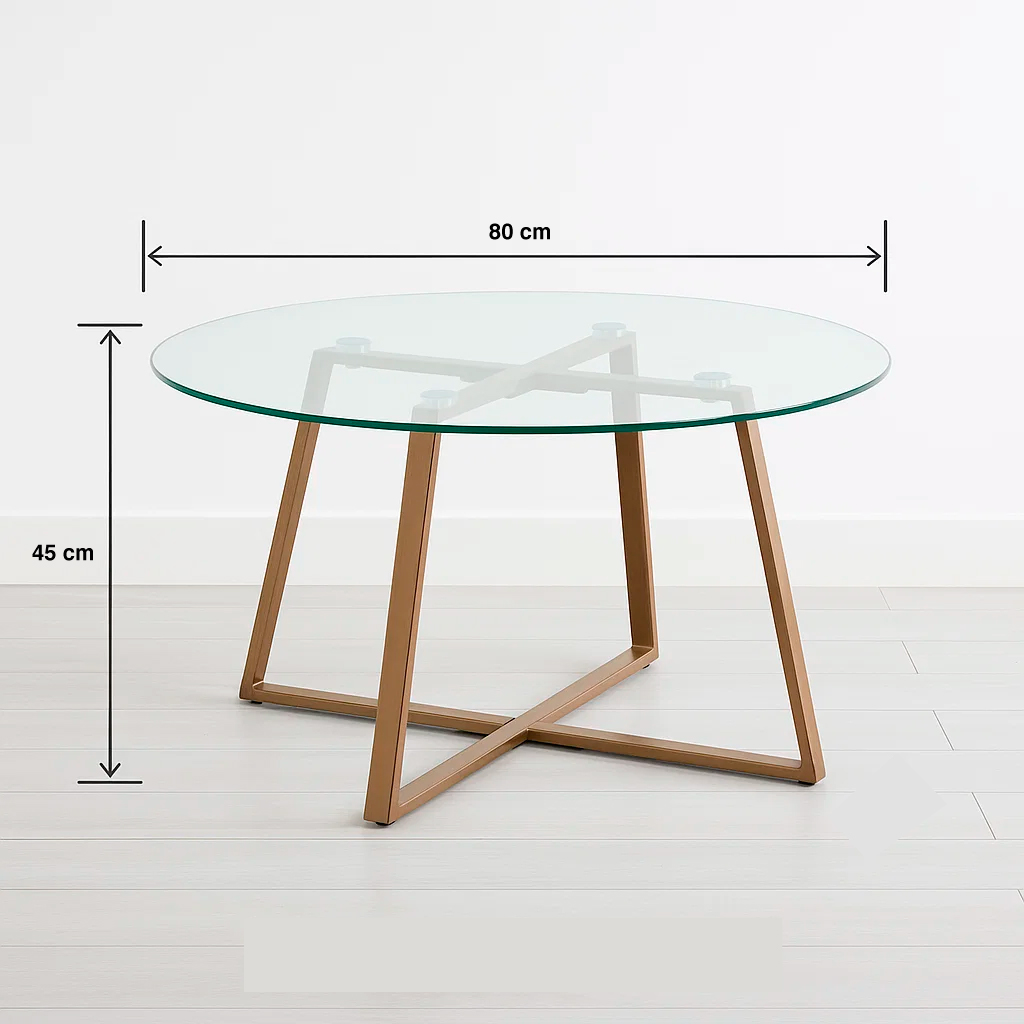 MESA CENTRO KLIK MUEBLES LIVING VIDRIO Y 80CM METAL - 4