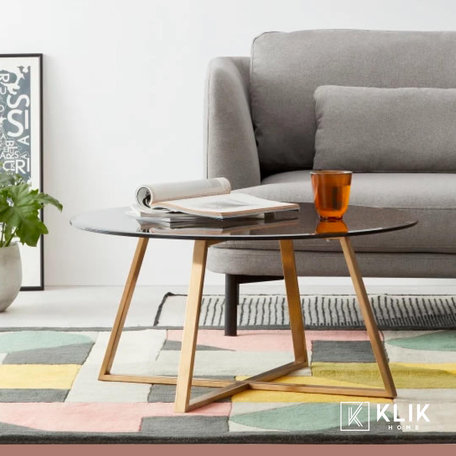 MESA CENTRO KLIK MUEBLES LIVING VIDRIO Y 80CM METAL - 8