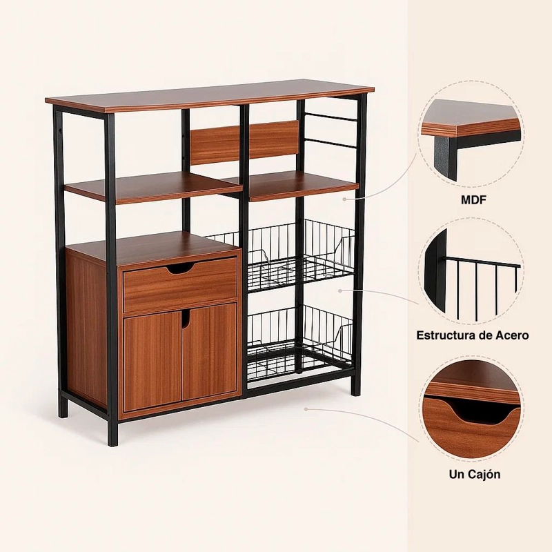 RACK ORGANIZADOR KLIK MUEBLES COCINA ACERO - 5
