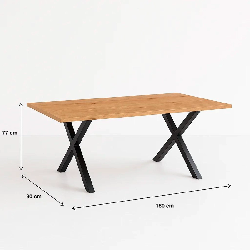 MESA KLIK MUEBLES INDUSTRIAL MADERA Y CROSS 180X90 METAL - 4