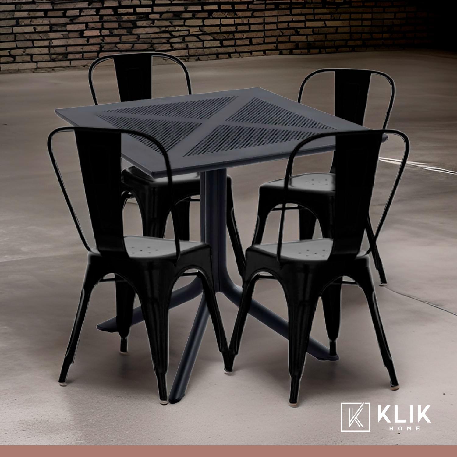 MESA RESTAURANT 80X80 POLIPROPILENO + 4 SILLAS TOLIX - NEGRA - 2