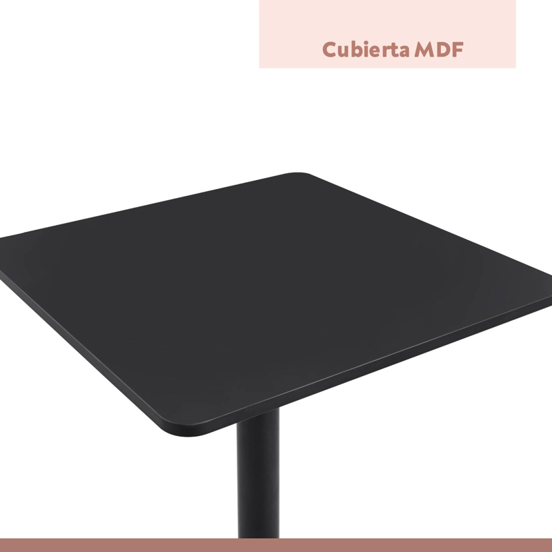 MESA RESTAURANT 70X70 TUBO METAL CUBIERTA MDF + 4 SILLAS RESTAURANTE - NEGRA - 7