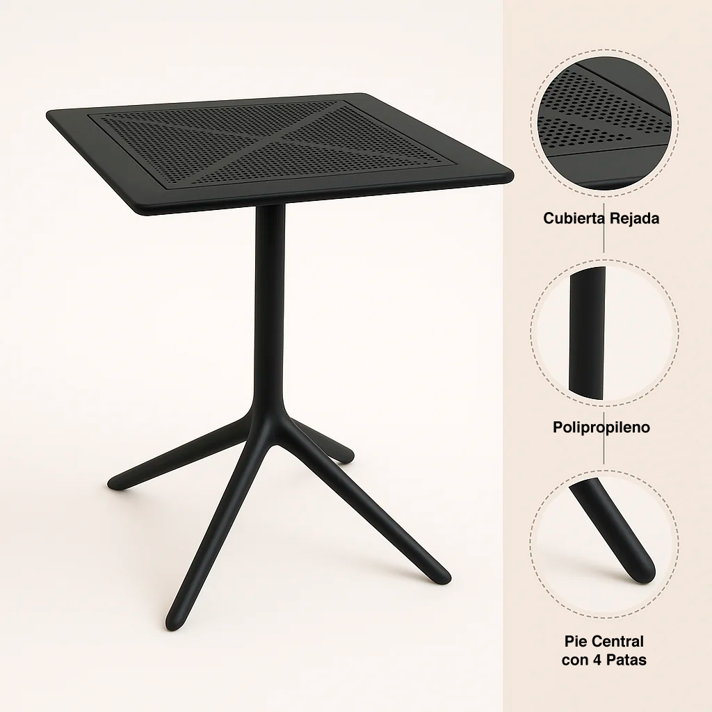 MESA RESTAURANT 80X80 POLIPROPILENO + 4 SILLAS CROSSBACK DAN - 7