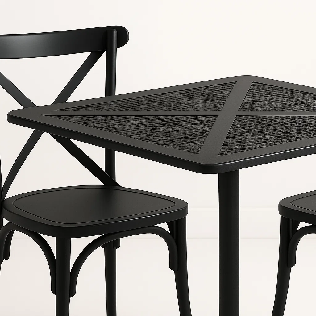 MESA RESTAURANT 80X80 POLIPROPILENO + 4 SILLAS CROSSBACK DAN - 8