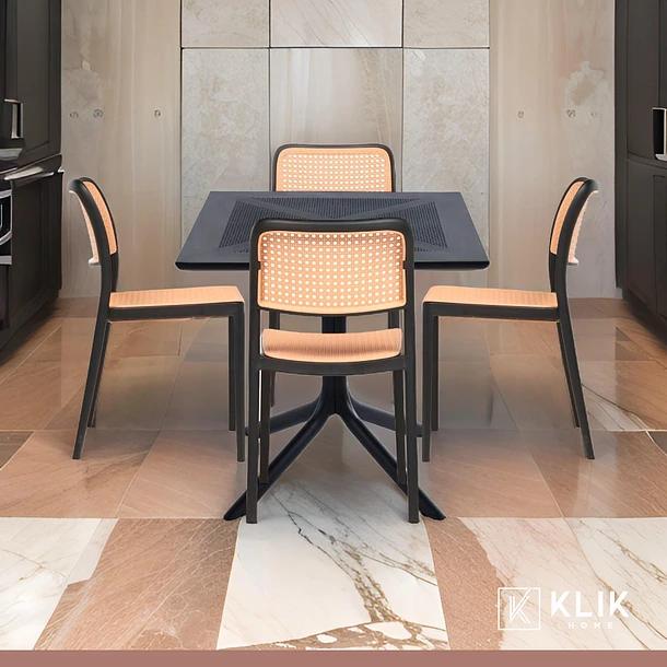MESA RESTAURANT 80X80 POLIPROPILENO + 4 SILLAS HOFFMAN ENREJ - 2