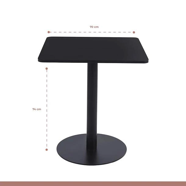 MESA RESTAURANT 70X70 TUBO METAL CUBIERTA MDF + 4 SILLAS CROSSBACK DANUBIO - NEGRA - 6