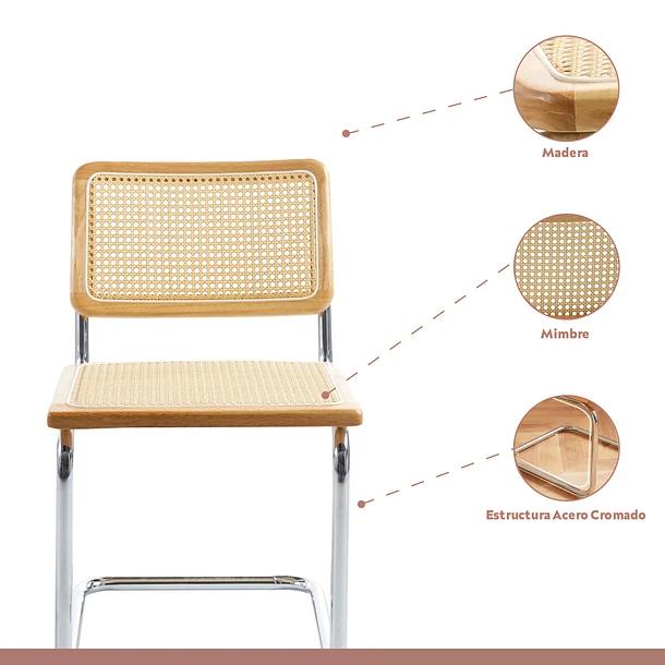 COMEDOR MESA EAMES 80CM REDONDA VIDRIO + 4 SILLAS BREUER MAD - 3