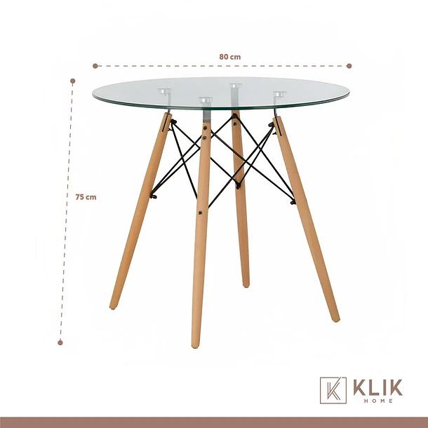 COMEDOR MESA EAMES 80CM REDONDA VIDRIO + 4 SILLAS BREUER MAD - 6