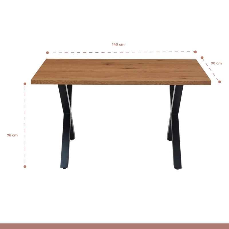 COMEDOR COLOR MADERA Y METAL CROSS 140X90 + 6 SILLAS TOLIX CON ASIENTO DE MADERA OSCURA - NEGRAS - 5