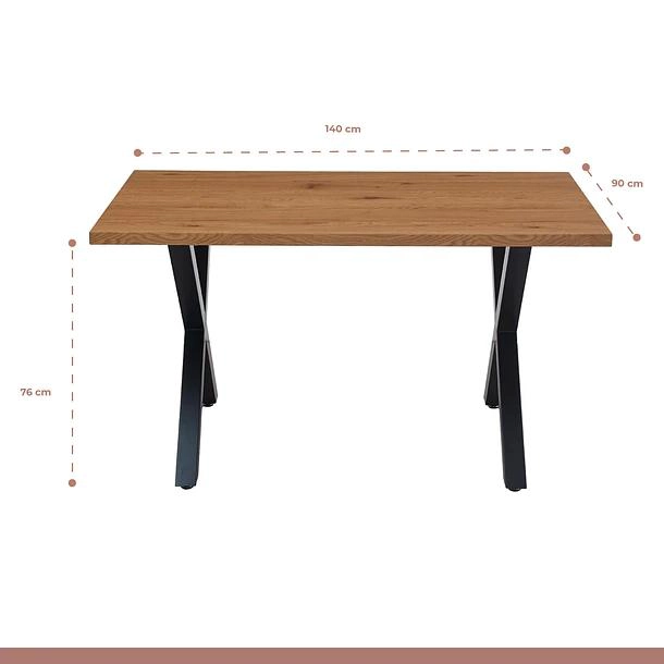 COMEDOR MESA COLOR MADERA Y METAL CROSS 140X90 + 6 SILLAS CROSSBACK MADERA RATTAN NEGRA - 5