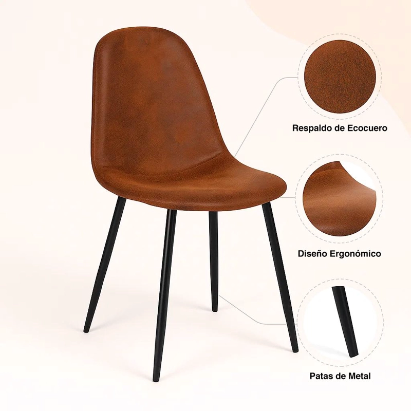 SILLA KLIK MUEBLES SPOON CAFÉ ECOCUERO VINTAGE - 5