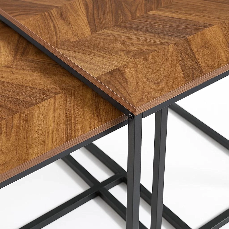 MESA CENTRO KLIK MUEBLES DOBLE RECTANGULAR MADERA CLARA METAL - 6