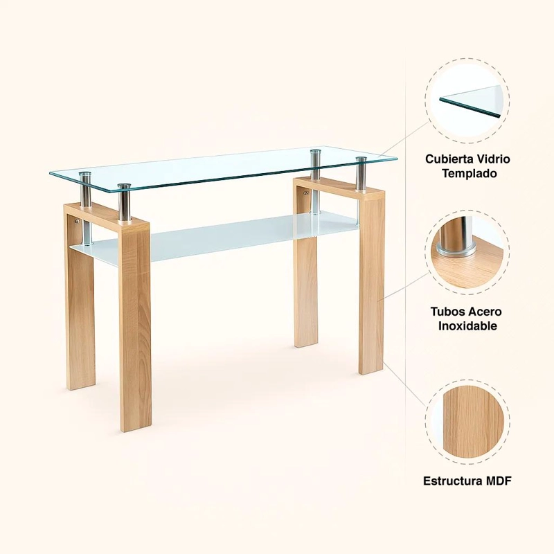 MESA DE ARRIMO RECTANGULAR DE VIDRIO - 5
