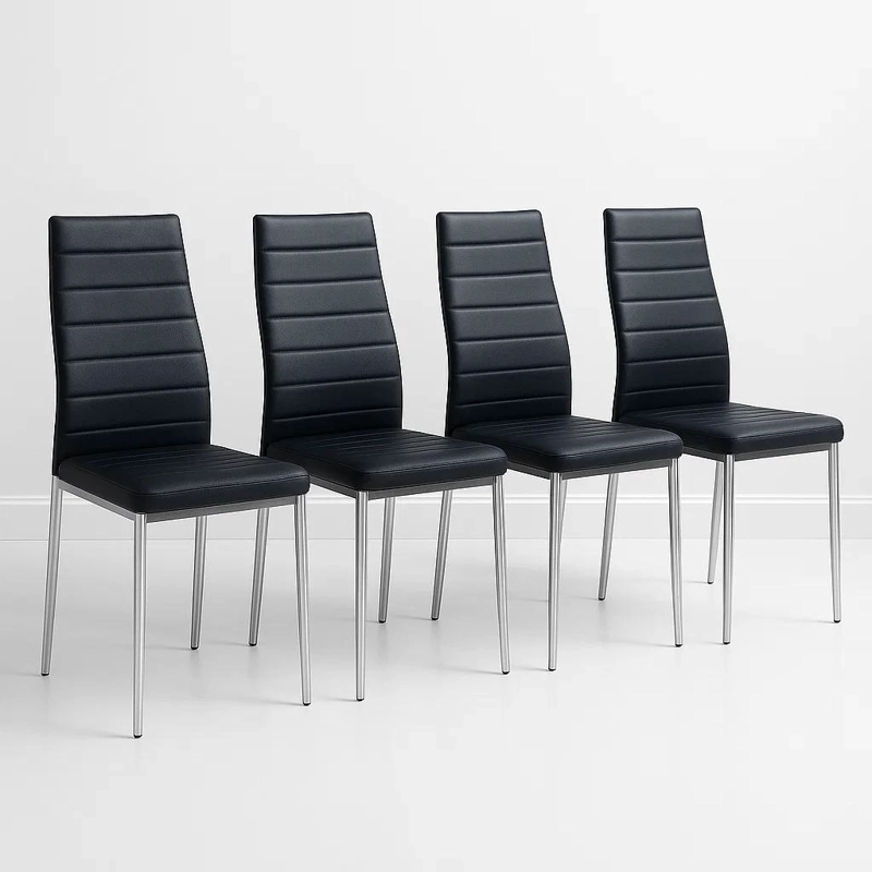 PACK KLIK MUEBLES DINING LIANA NEGRO 4 SILLAS ACOLCHADAS CON PATAS CROMADAS - 1