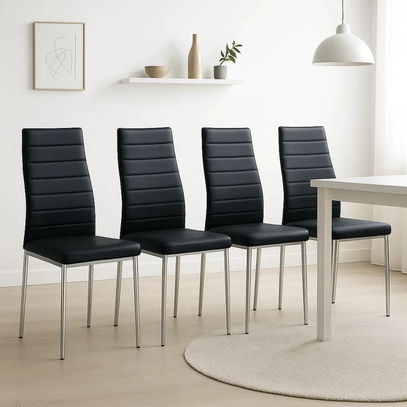 PACK KLIK MUEBLES DINING LIANA NEGRO 4 SILLAS ACOLCHADAS CON PATAS CROMADAS - 2