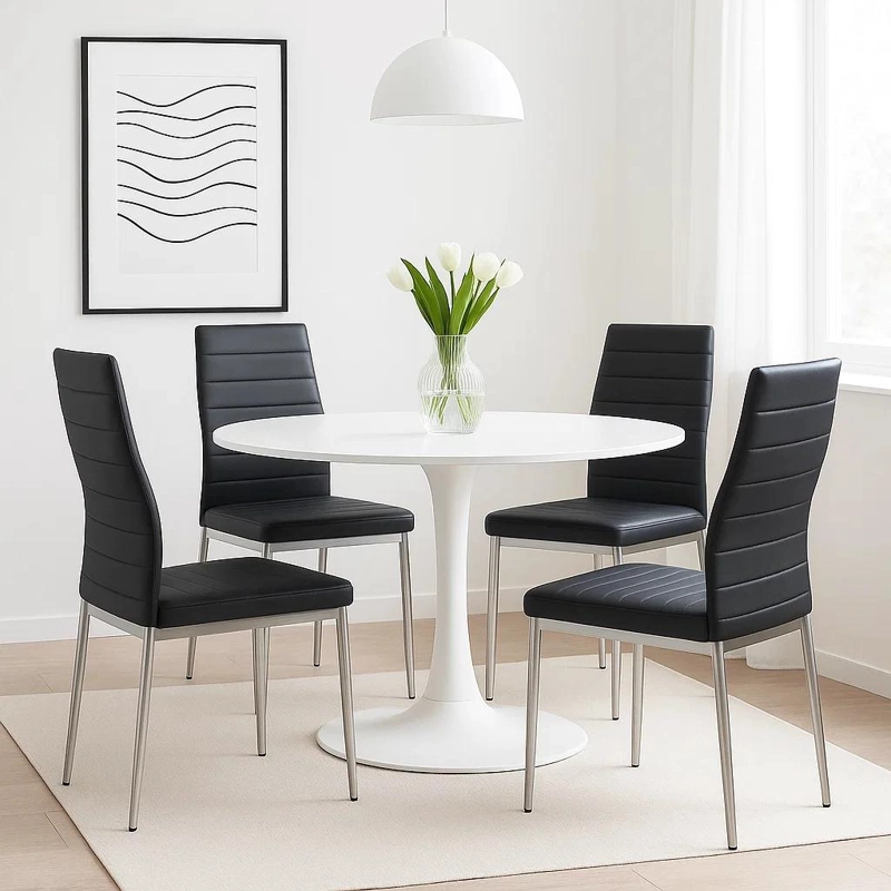PACK KLIK MUEBLES DINING LIANA NEGRO 4 SILLAS ACOLCHADAS CON PATAS CROMADAS - 3
