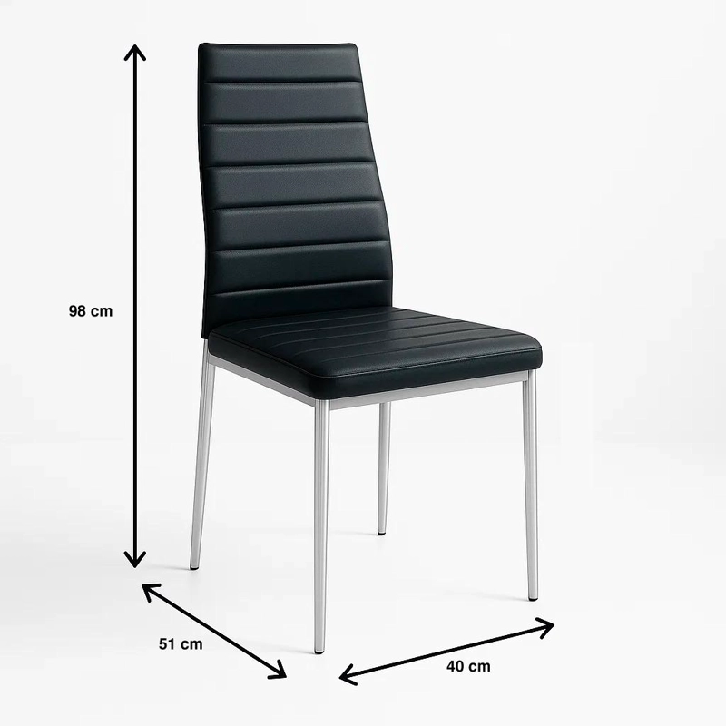 PACK KLIK MUEBLES DINING LIANA NEGRO 4 SILLAS ACOLCHADAS CON PATAS CROMADAS - 4