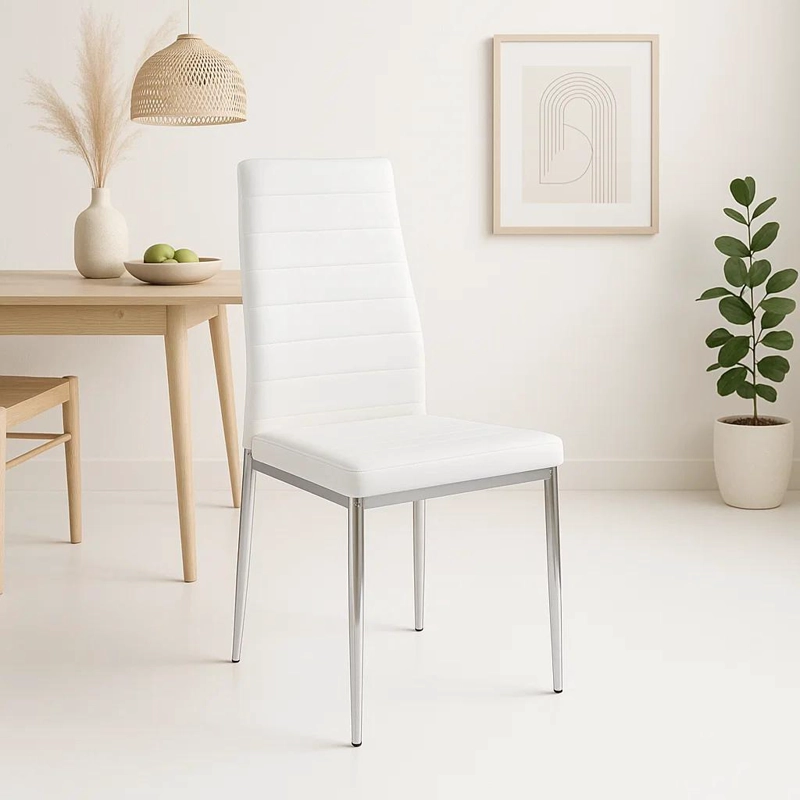 SILLA KLIK MUEBLES DINING LIANA BLANCO ACOLCHADA CON PATAS CROMADAS - 2