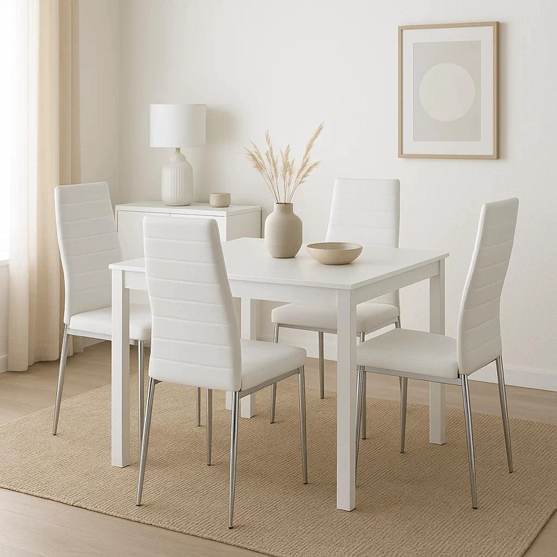 SILLA KLIK MUEBLES DINING LIANA BLANCO ACOLCHADA CON PATAS CROMADAS - 3