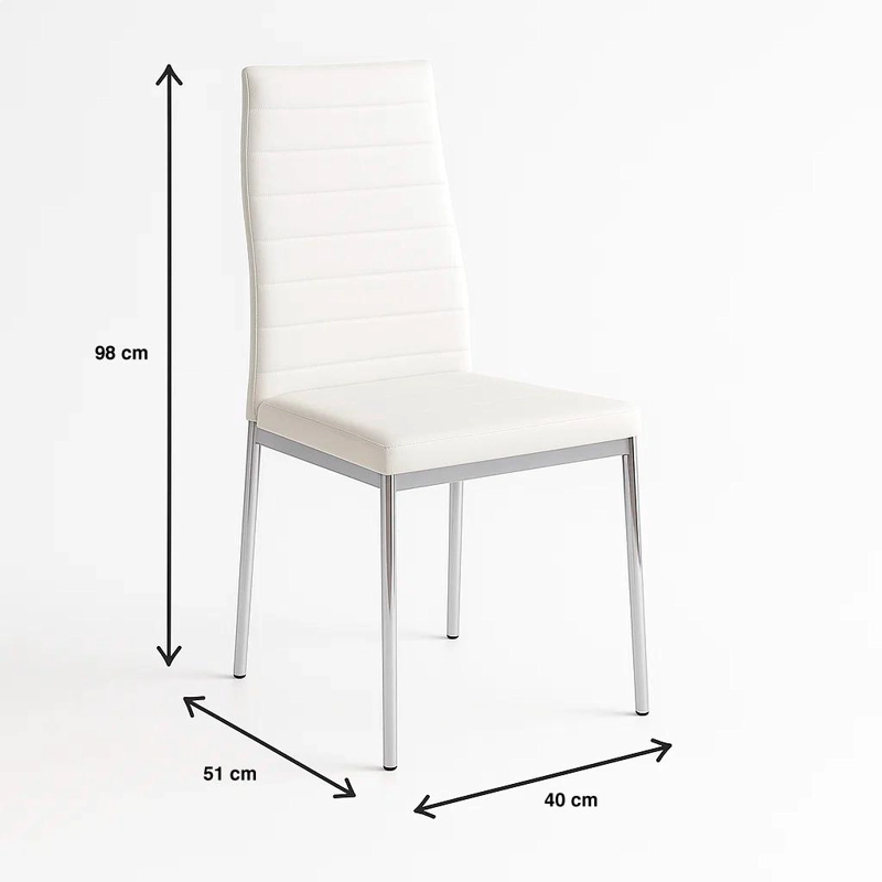 SILLA KLIK MUEBLES DINING LIANA BLANCO ACOLCHADA CON PATAS CROMADAS - 4