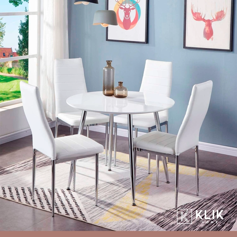 SILLA KLIK MUEBLES DINING LIANA BLANCO ACOLCHADA CON PATAS CROMADAS - 8