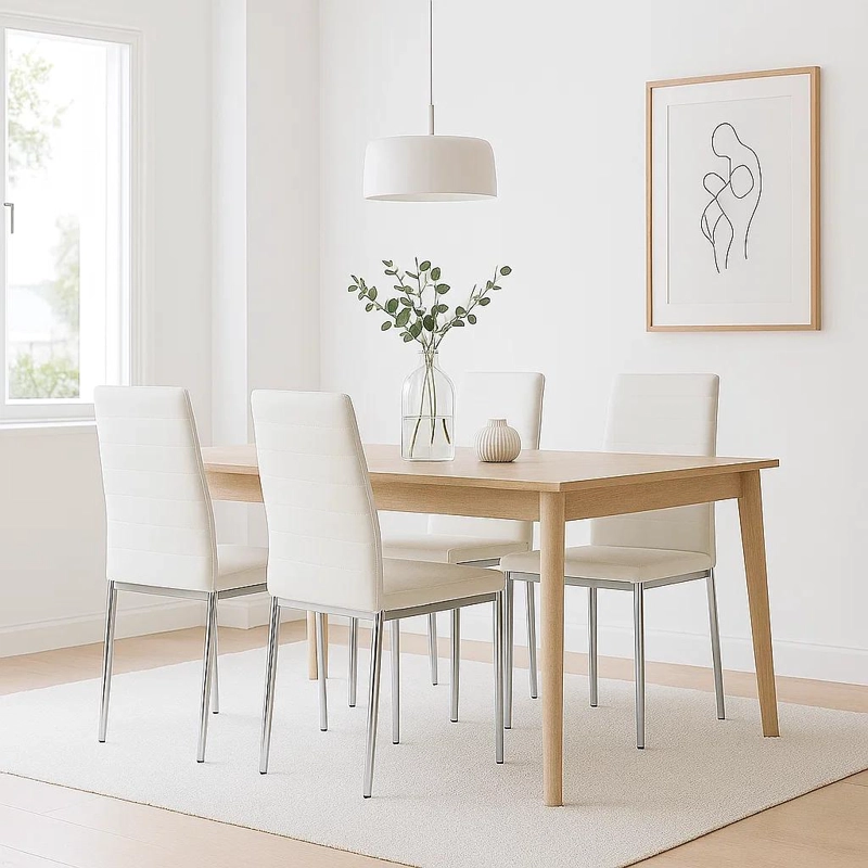 PACK KLIK MUEBLES DINING LIANA BLANCO 4 SILLAS ACOLCHADAS CON PATAS CROMADAS - 2