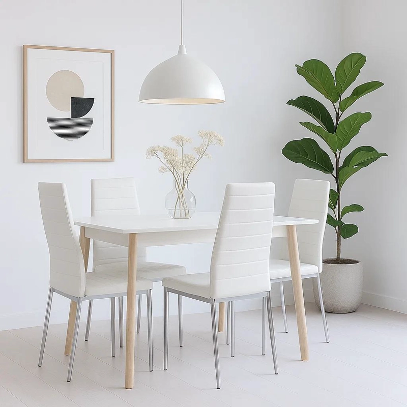 PACK KLIK MUEBLES DINING LIANA BLANCO 4 SILLAS ACOLCHADAS CON PATAS CROMADAS - 3