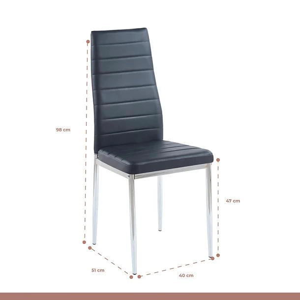 COMEDOR MESA VIDRIO 140X90CM + 6 SILLAS LIANA NEGRAS - 6