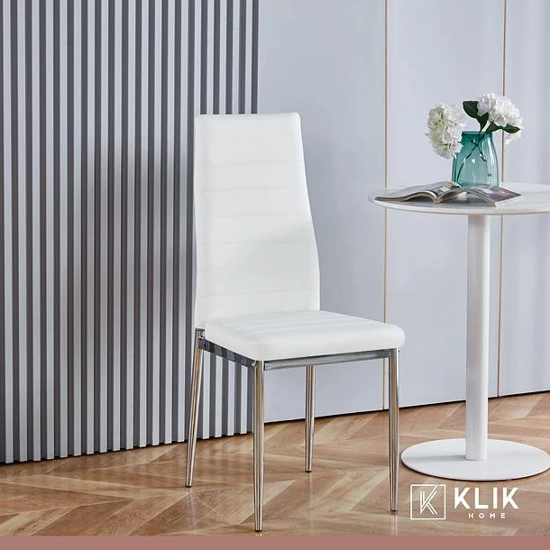 COMEDOR MESA DE VIDRIO RECTANGULAR 140X90CM + 6 SILLAS DINING LIANA ACOLCHADAS - BLANCAS - 8