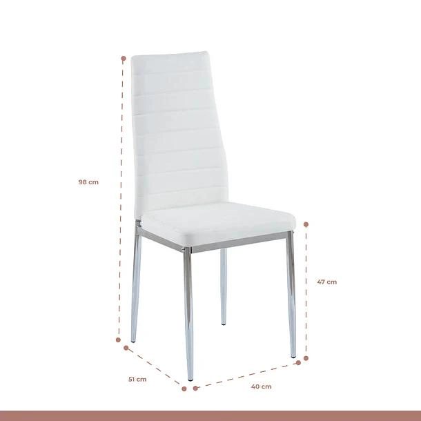 COMEDOR MESA EAMES 80CM REDONDA VIDRIO + 4 SILLAS DINING LIANA ACOLCHADAS - BLANCAS - 5