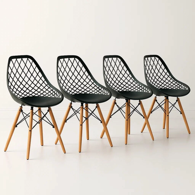 PACK DE 4 SILLAS EAMES ENREJADA MESH - EN COLOR NEGRO - 1
