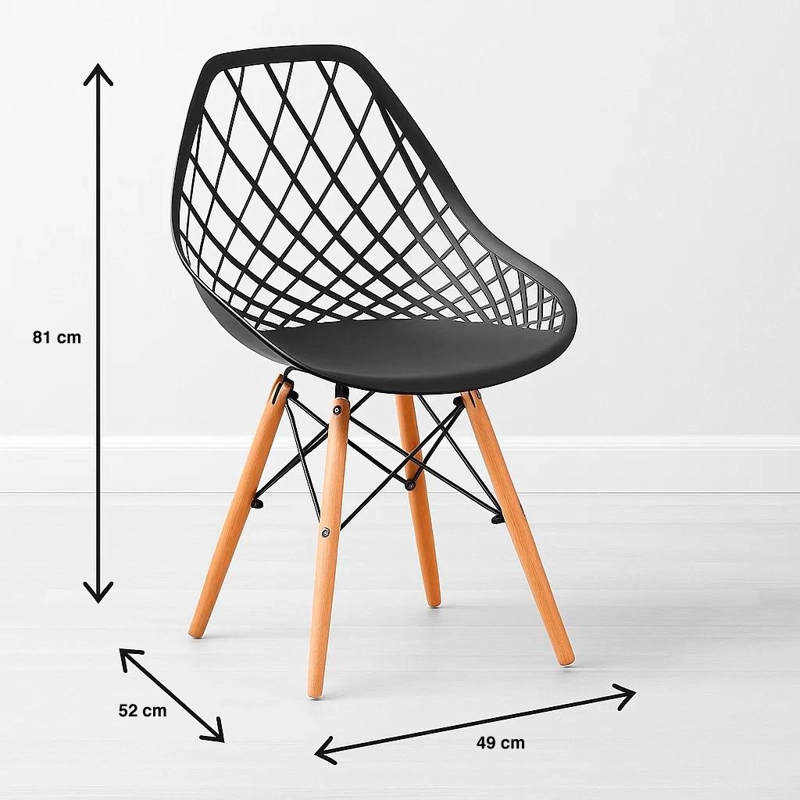 PACK DE 4 SILLAS EAMES ENREJADA MESH - EN COLOR NEGRO - 4