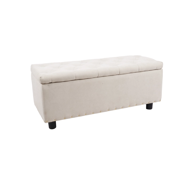 BANQUETA KLIK MUEBLES ALMACENAJE 2 CUERPOS LINO BEIGE ACOLCHADA - 1