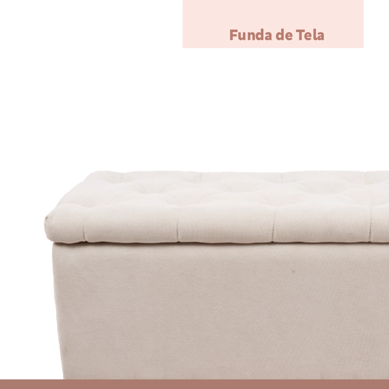 BANQUETA KLIK MUEBLES ALMACENAJE 2 CUERPOS LINO BEIGE ACOLCHADA - 5