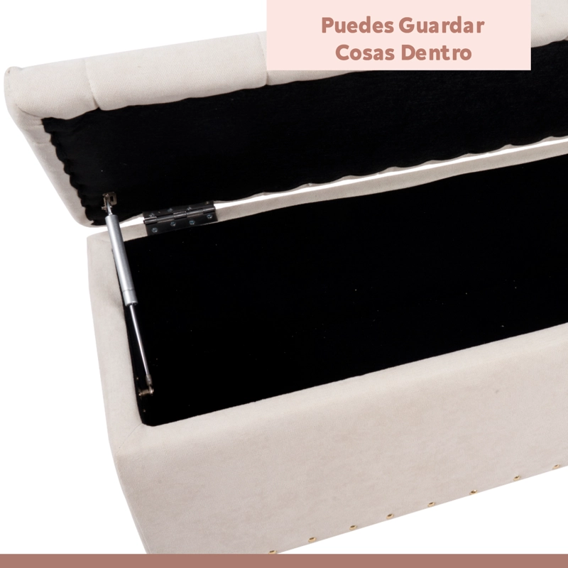 BANQUETA KLIK MUEBLES ALMACENAJE 2 CUERPOS LINO BEIGE ACOLCHADA - 6