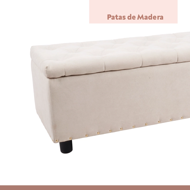 BANQUETA KLIK MUEBLES ALMACENAJE 2 CUERPOS LINO BEIGE ACOLCHADA - 7