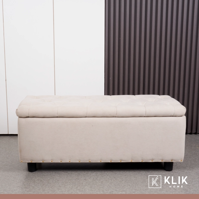 BANQUETA KLIK MUEBLES ALMACENAJE 2 CUERPOS LINO BEIGE ACOLCHADA - 8