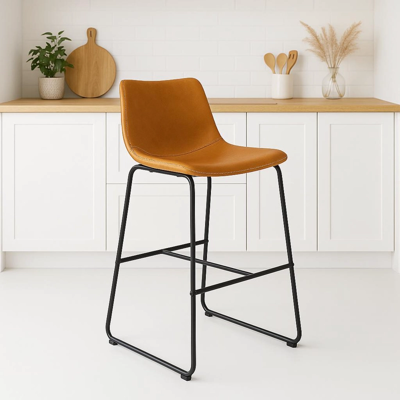 TABURETE KLIK MUEBLES BURGOS ACERO CAFE BAR CUERO Y METAL INDUSTRIAL - 2